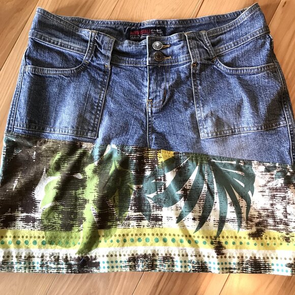 Upcycled Dresses & Skirts - Reworked Denim Mini Skirt, Size 6 (Junior): Upcycled Handmade Boho Jean Skirt